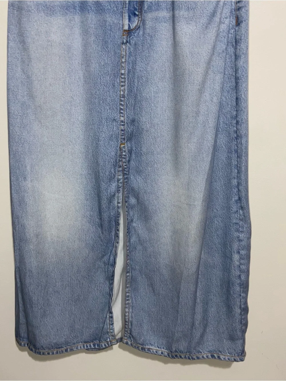 Rag & Bone Skirt Womens Sz 27 Tulip Liquid Miramar Denim Midi Tencel Chambray